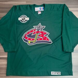 Vintage CCM Columbus Blue Jackets Center Ice NHL Hockey Stitched Jersey Men’s XL